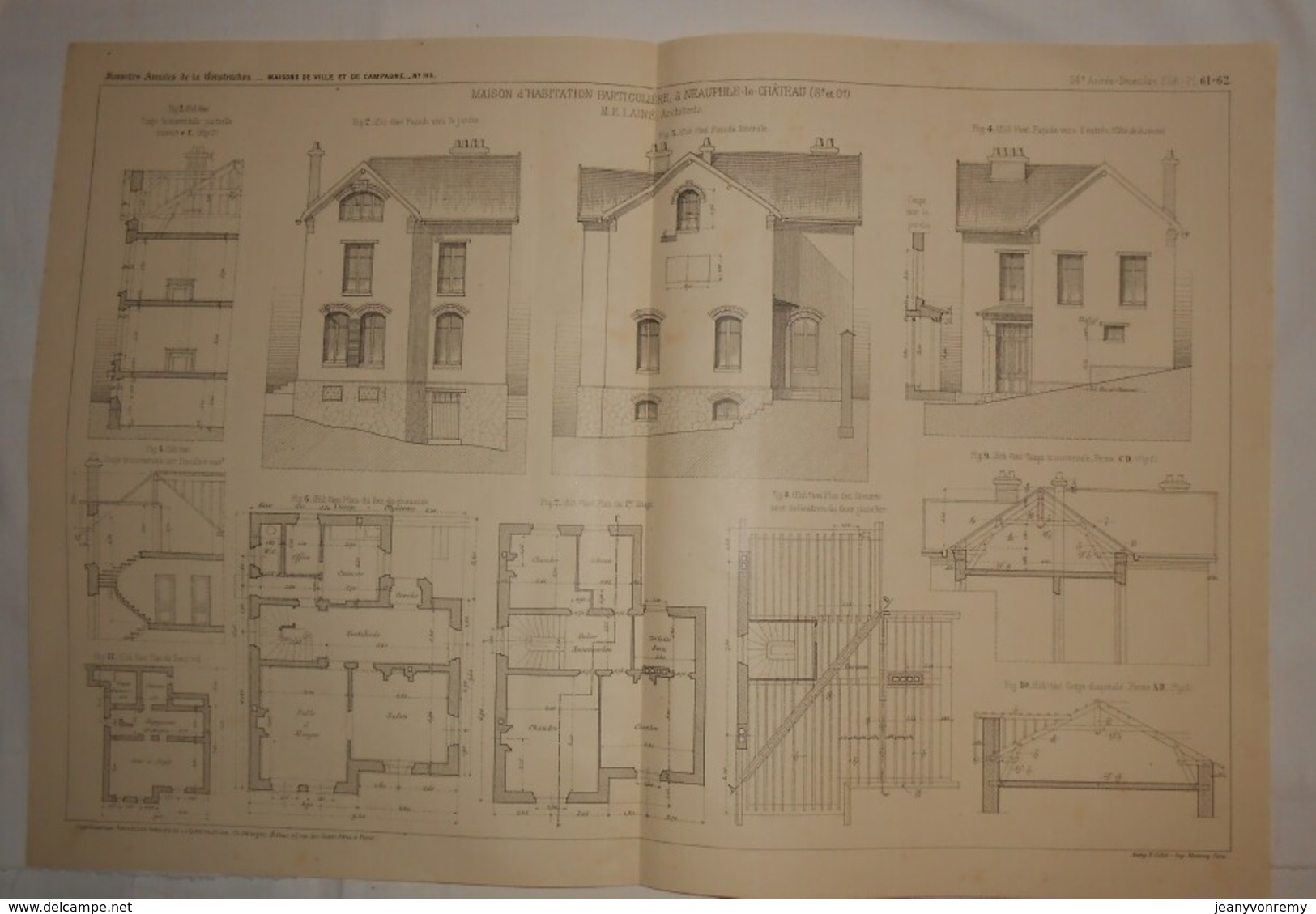 Plan De Maison D'habitation Particulière à Neauphle Le Château En Seine Et Oise. 1908 - Travaux Publics