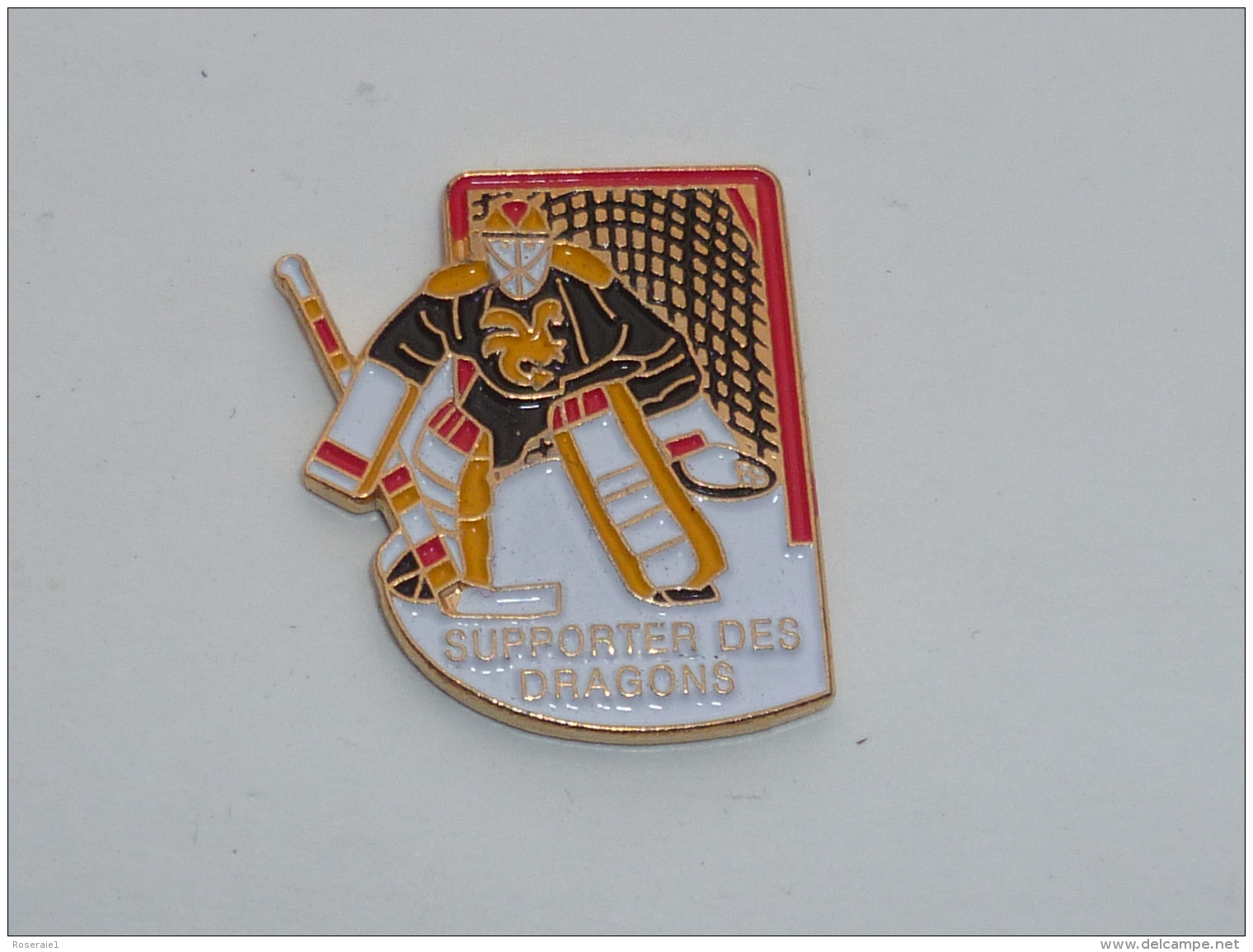 Pin's HOCKEY SUR GLACE, SUPPORTER DES DRAGONS DE ROUEN - Winter Sports