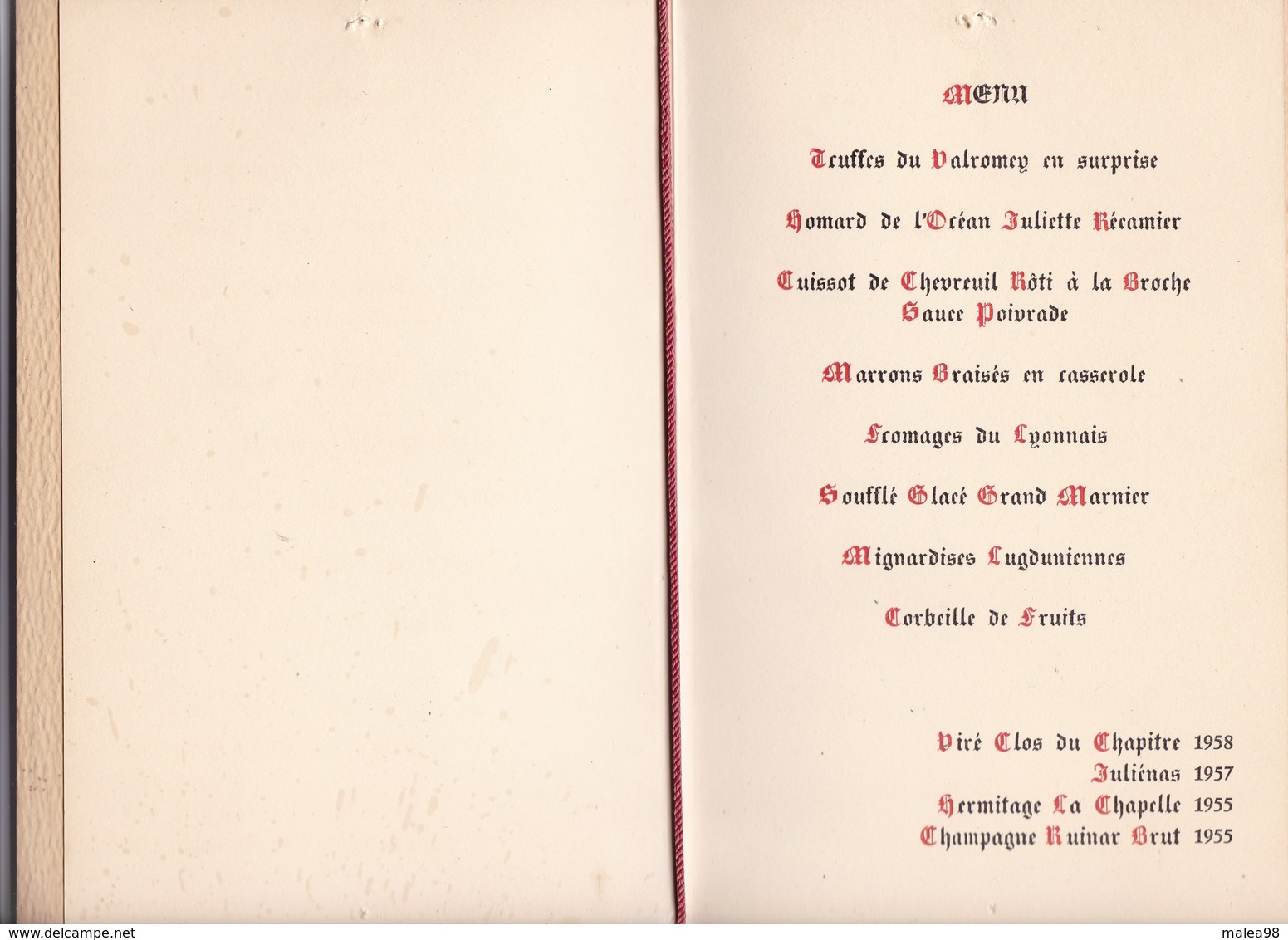 MENU DU  III E  CONGRES NATIONAL DE LA  GASTRONOMIE  FRANCAISE  1962,,,,,au PALAIS SES CONGRES DE  LYON - Menus