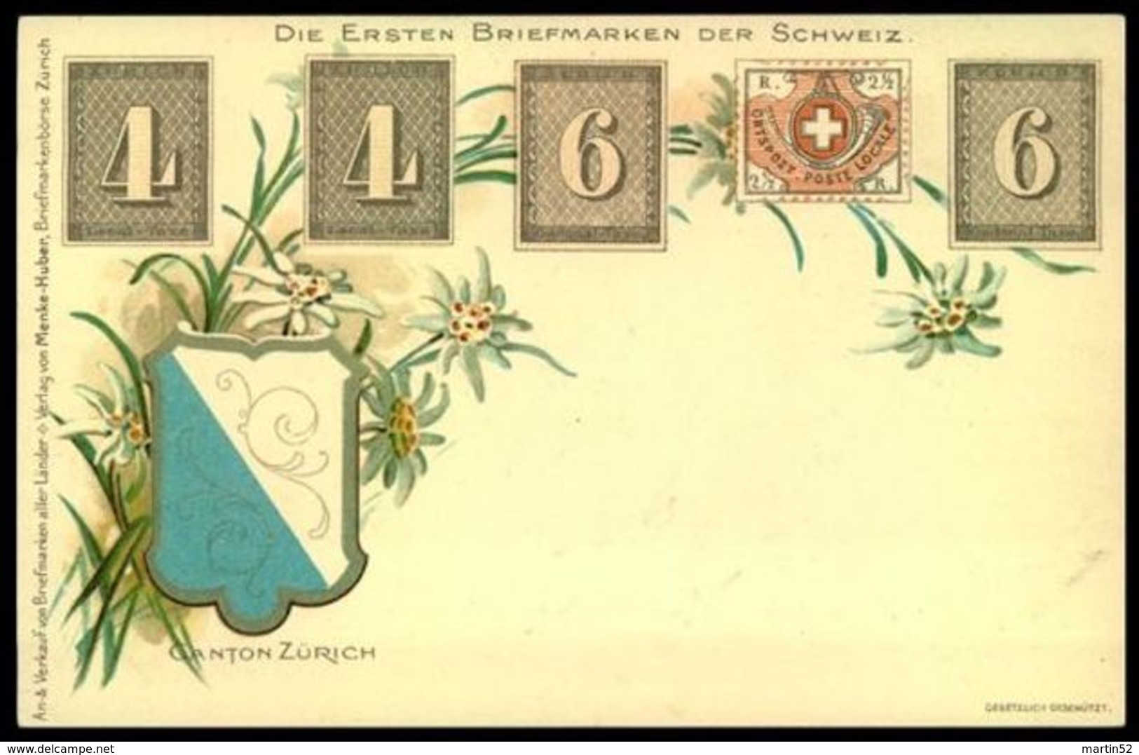 DIE ERSTEN BRIEFMARKEN DER SCHWEIZ: Zürich 4 & 6 (1843) Sog."Winterthur" (1850) - Timbres (représentations)