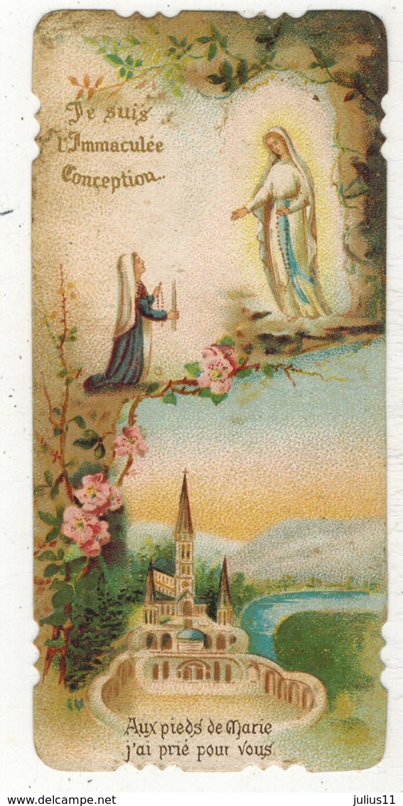 IMAGE PIEUSE HOLY CARD SANTINI : " Je Suis L'immaculée Conception Lourdes Au Pied De Marie J'ai Prié Pour Vous " - Imágenes Religiosas