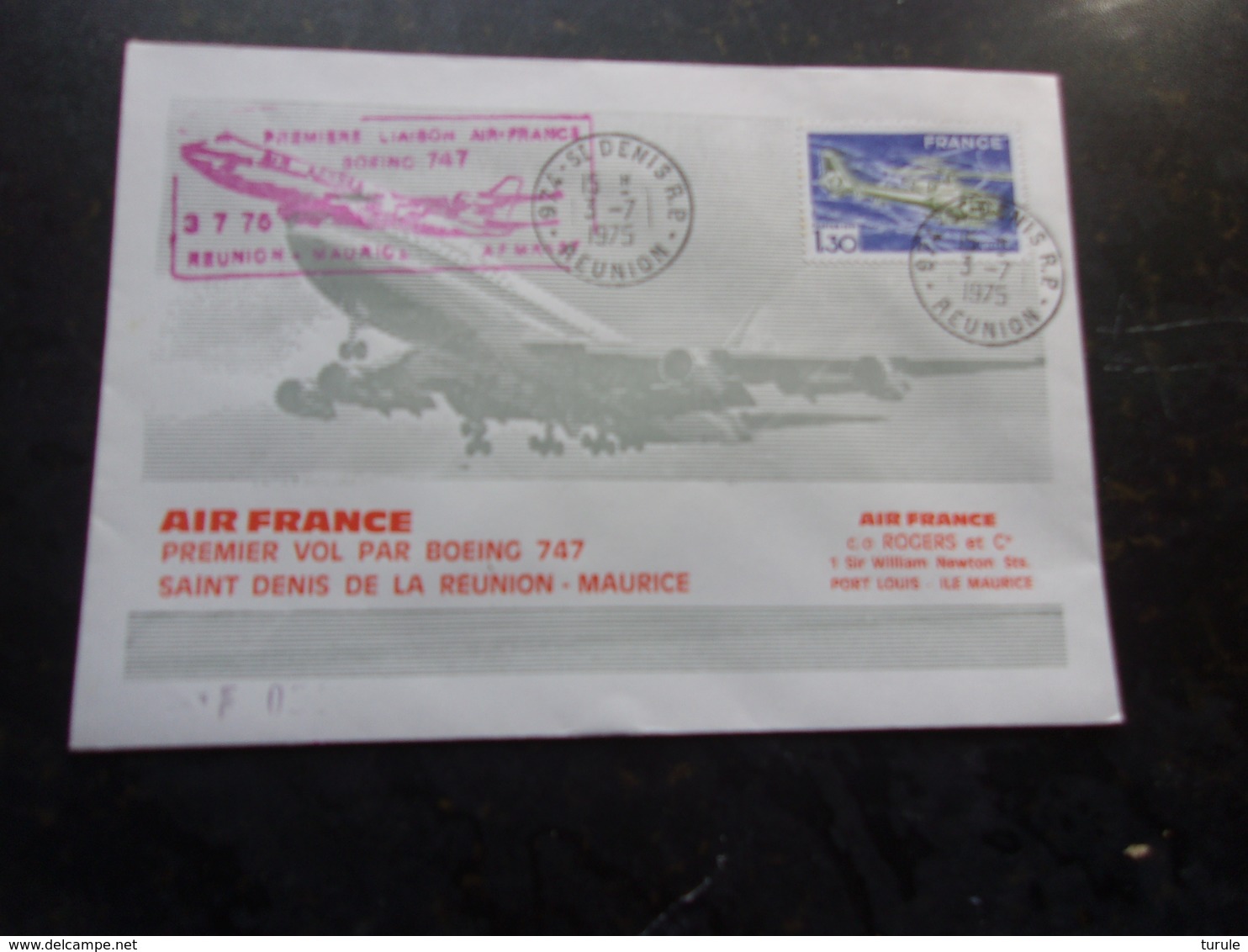 AVIATION  BOEING 747 Vol Saint Denis-maurice - Aerei