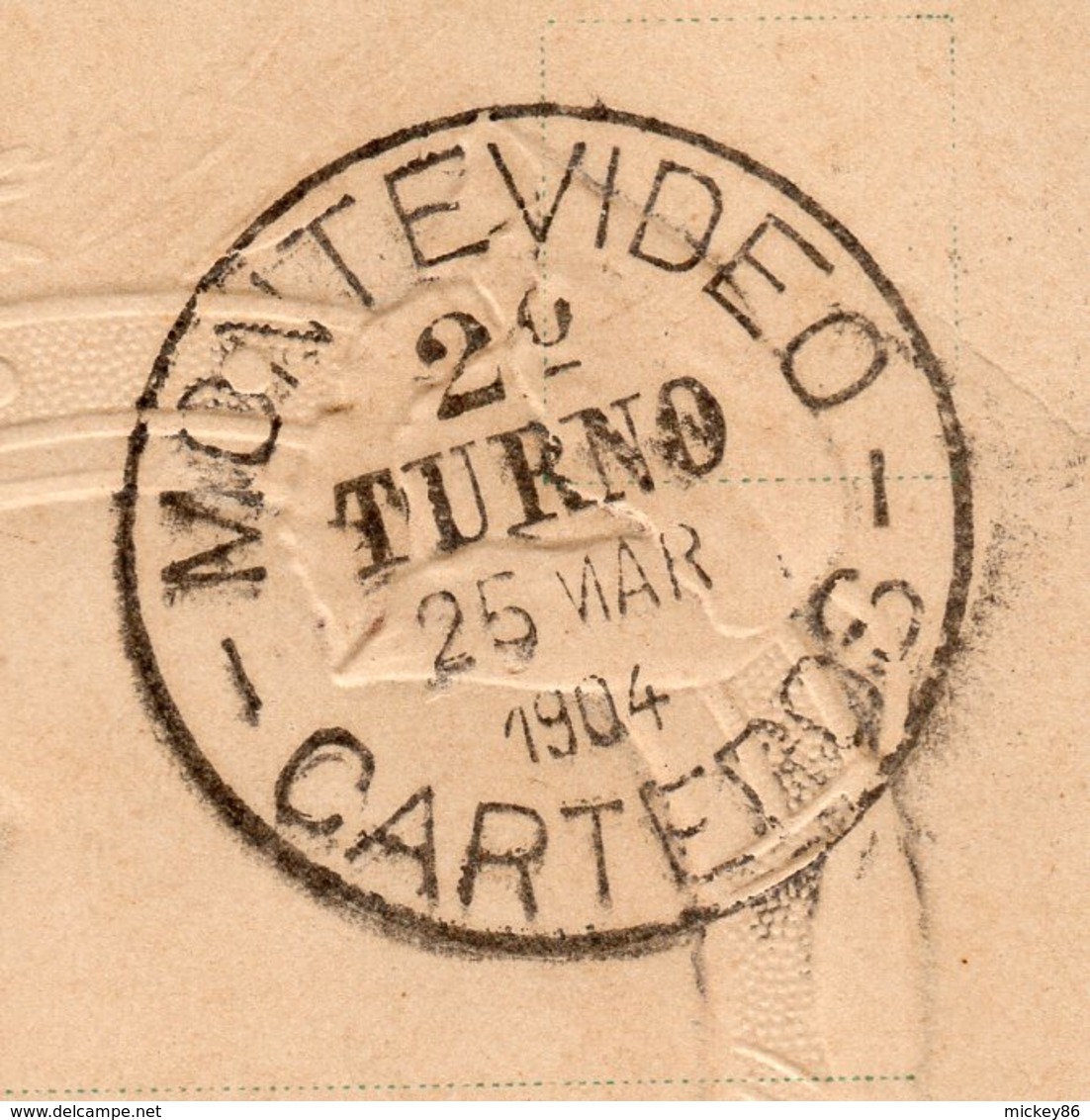 Carte Gaufrée Représentant Un Enfant,fleurs Et Coeurs--timbre Avec Beau Cachet MONTEVIDEO--25 Mars 1904-timbre - Autres & Non Classés