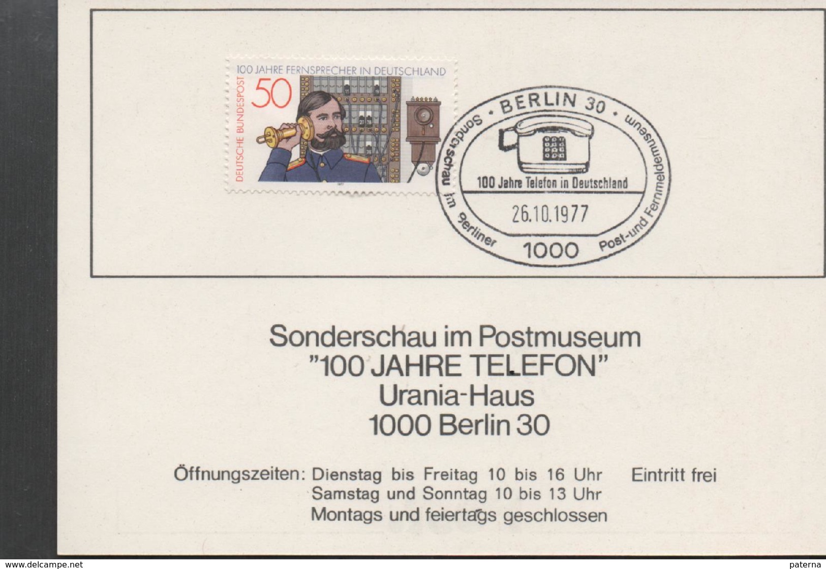 3272   Tarjeta Berlin 1977, Telefono, Sonderschau Im Postmuseum , Telefon - Briefe U. Dokumente