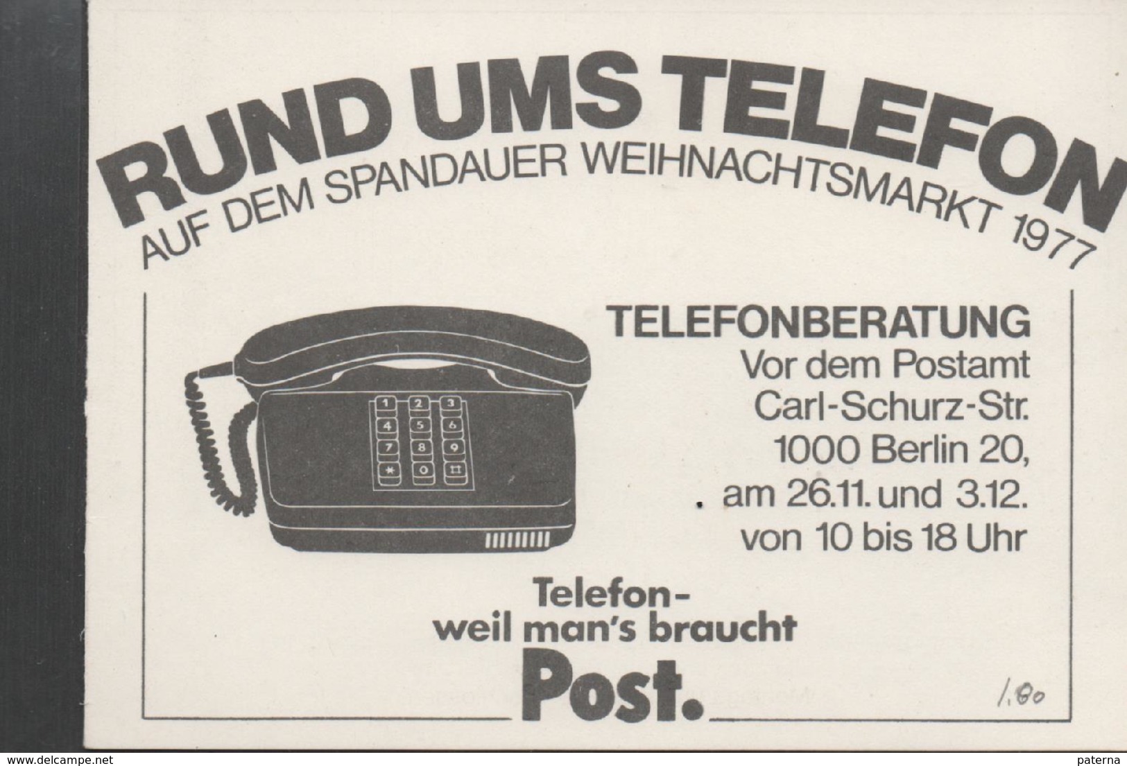 3272   Tarjeta Berlin 1977, Telefono, Sonderschau Im Postmuseum , Telefon - Briefe U. Dokumente