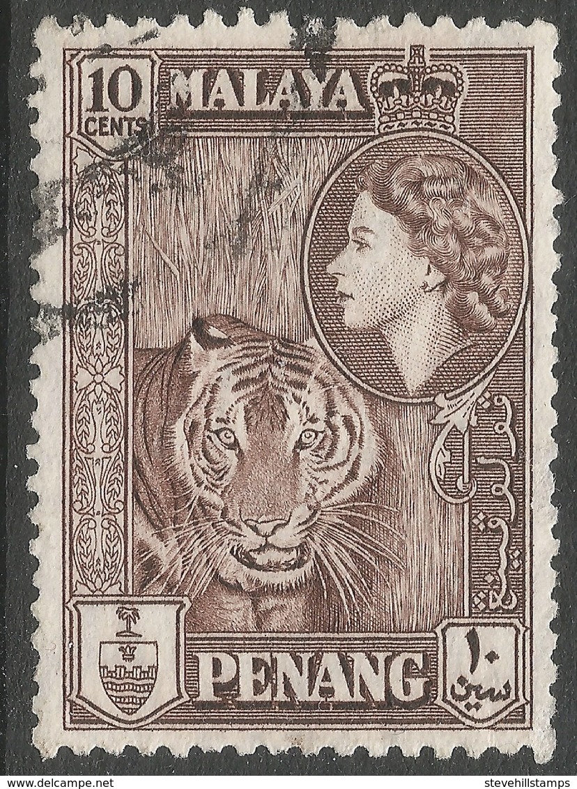 Penang (Malaysia). 1957 QEII. 10c Used. SG 49 - Penang