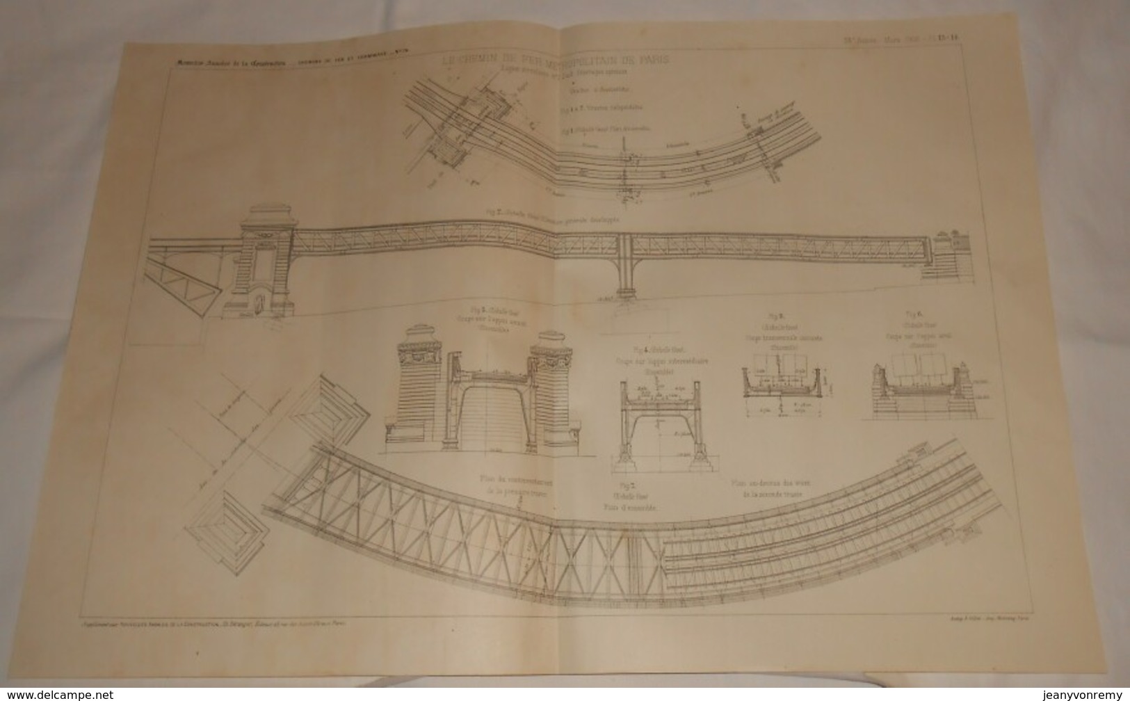 Plan Du Chemin De Fer Métropolitain De Paris. Viaduc D'Austerlitz. 1908 - Travaux Publics