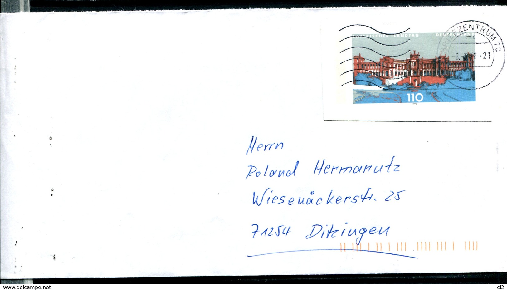 RFA - Brief Mit Ausgeschnittenem Sonderwerstempel Des USo 11 Gestempel Am 8.3.2000 Im Briefzentrum 70 - Buste - Usati