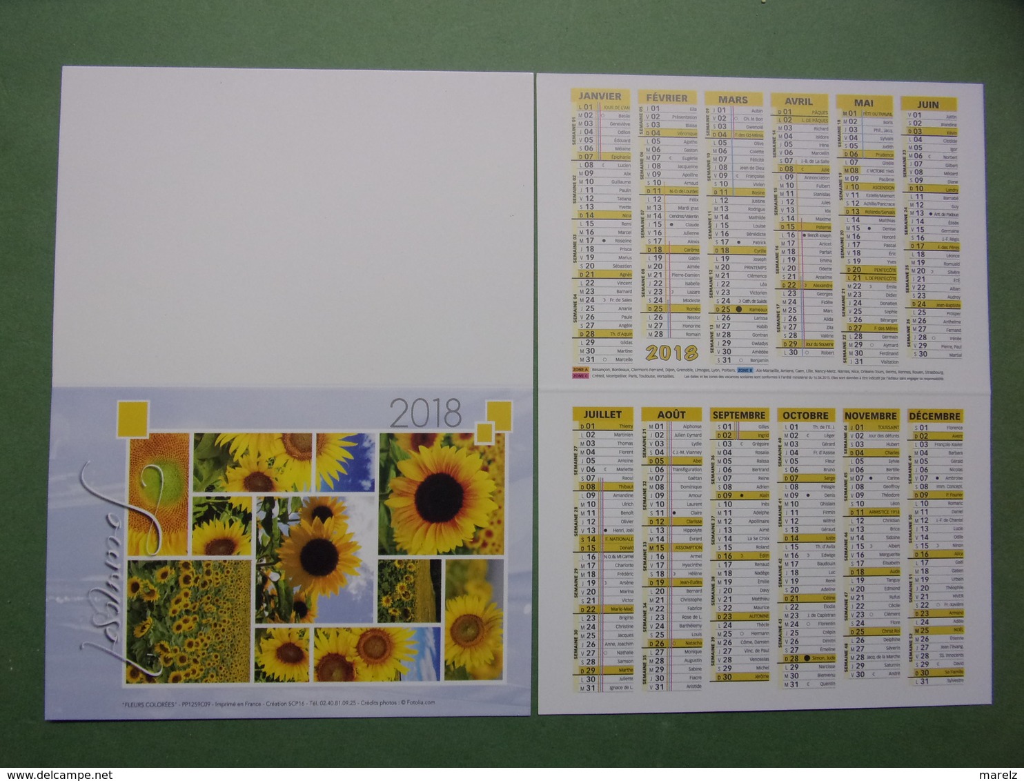 Calendrier De Poche - 2018 - Fleurs De TOURNESOL - Tamaño Pequeño : 2001-...