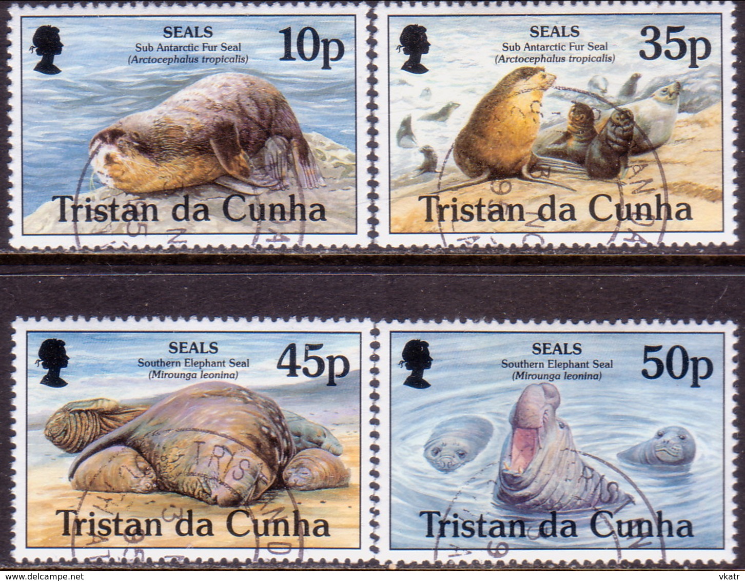 TRISTAN DA CUNHA 1995 SG #586-89 Compl.set Used Seals - Tristan Da Cunha