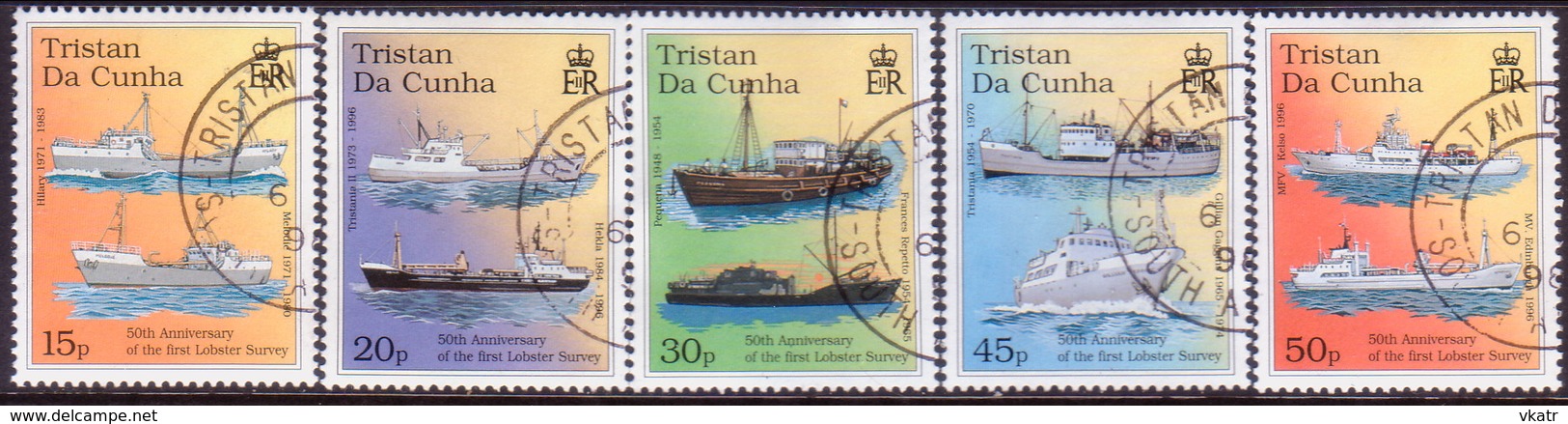 TRISTAN DA CUNHA 1998 SG #631-36 Compl.set+m/s Used First Lobster Survey - Tristan Da Cunha