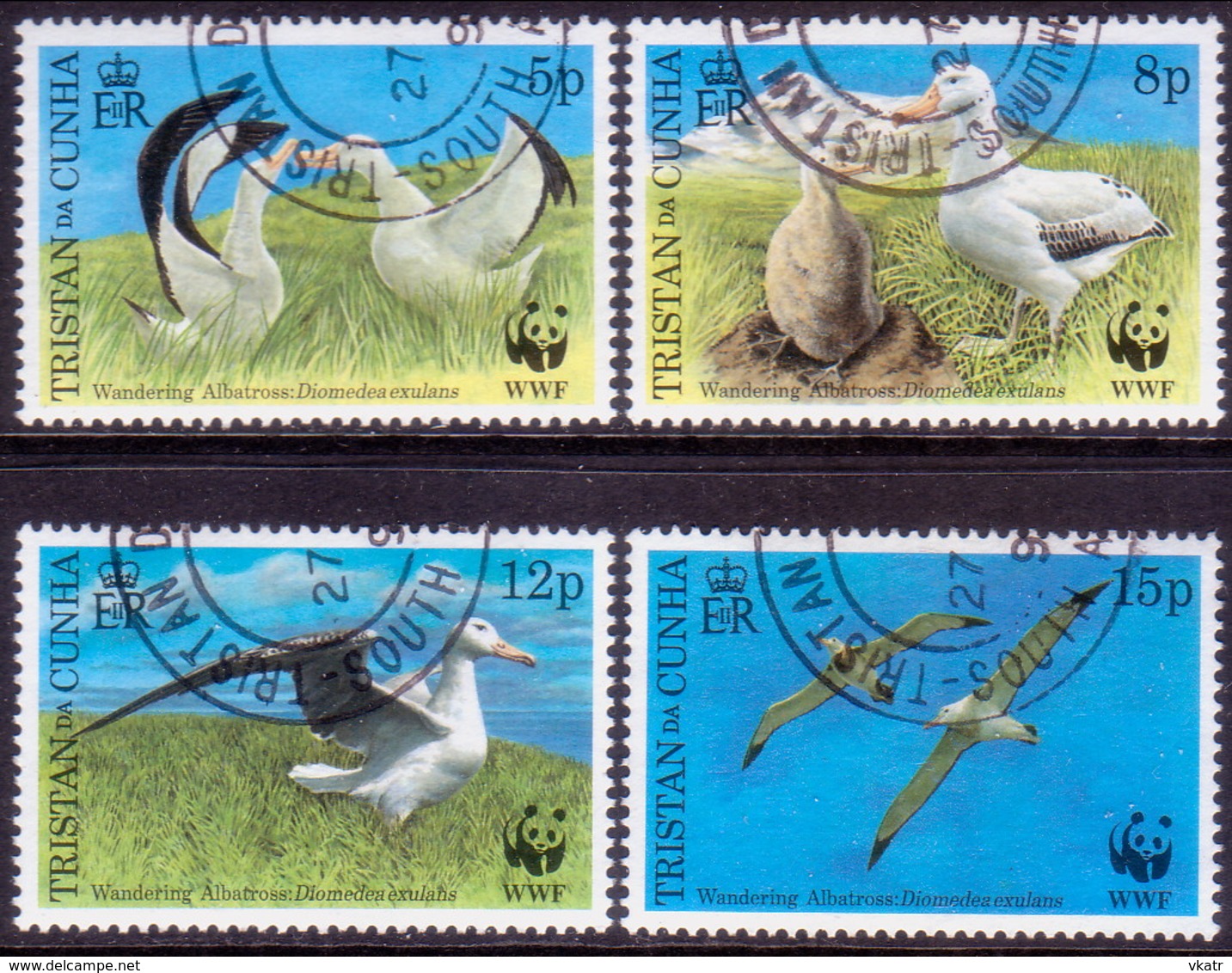 TRISTAN DA CUNHA 1999 SG #651-54 Compl.set Used Wandering Albatross - Tristan Da Cunha