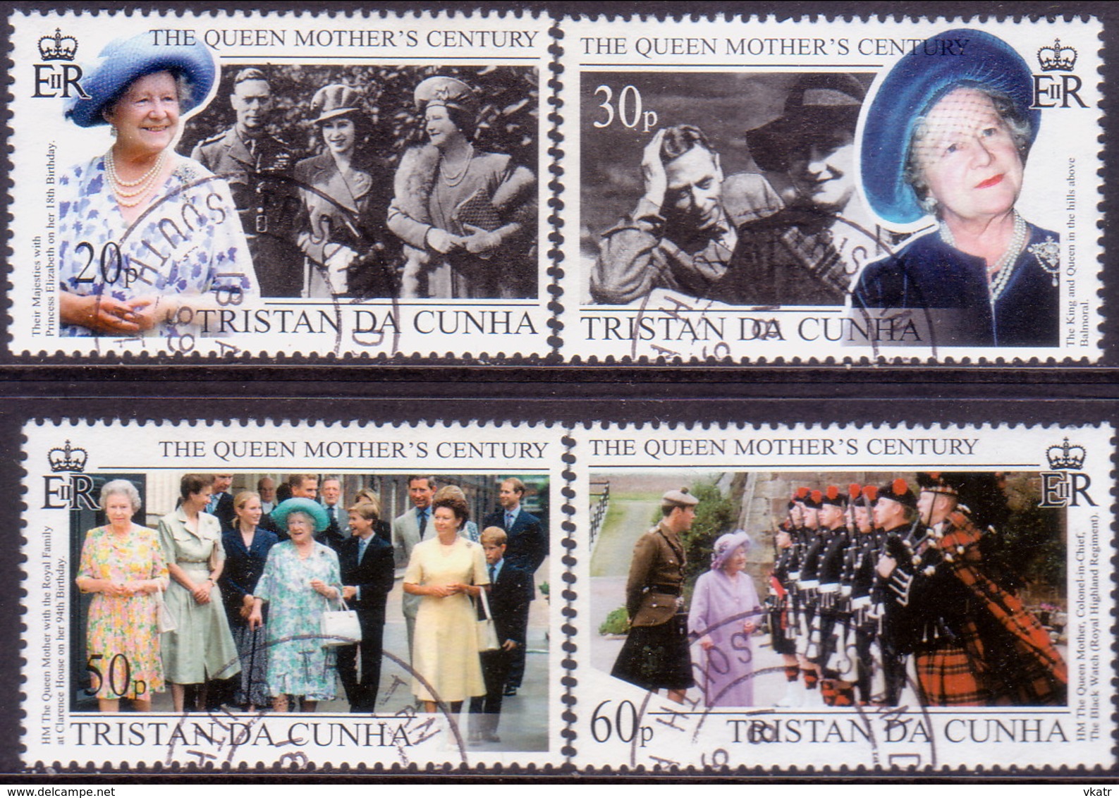 TRISTAN DA CUNHA 1999 SG #657-61 Compl.set+m/s Used Queen Mother's Century - Tristan Da Cunha