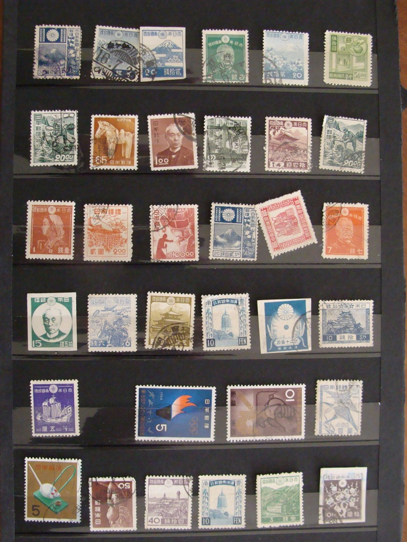 LOT JAPON FIN XIX AUX ANNEES 1970 360 TIMBRES + 23 BLOCS FEUILLETS + 9 LETTRES CARTES VOIR PHOTOS