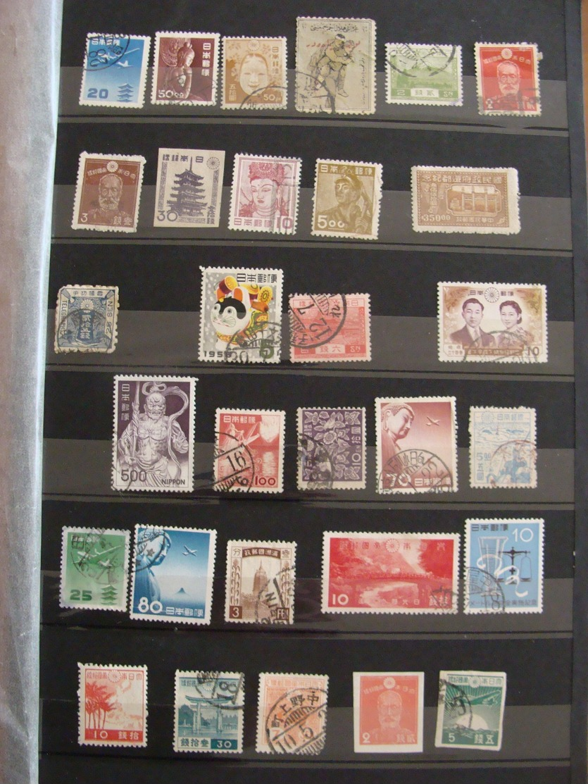 LOT JAPON FIN XIX AUX ANNEES 1970 360 TIMBRES + 23 BLOCS FEUILLETS + 9 LETTRES CARTES VOIR PHOTOS