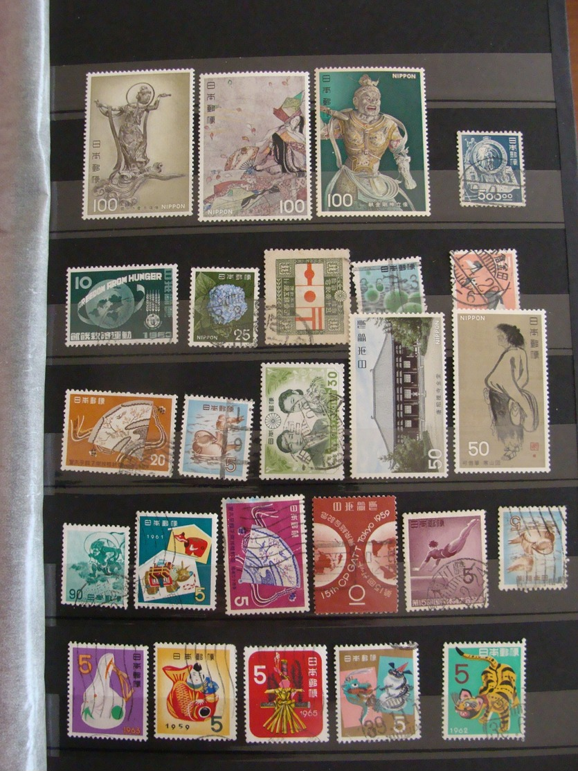 LOT JAPON FIN XIX AUX ANNEES 1970 360 TIMBRES + 23 BLOCS FEUILLETS + 9 LETTRES CARTES VOIR PHOTOS