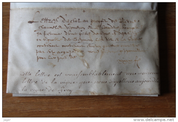 1601  Parchemin   Besançon   Lettre D'achat D'une Vigne - Manoscritti