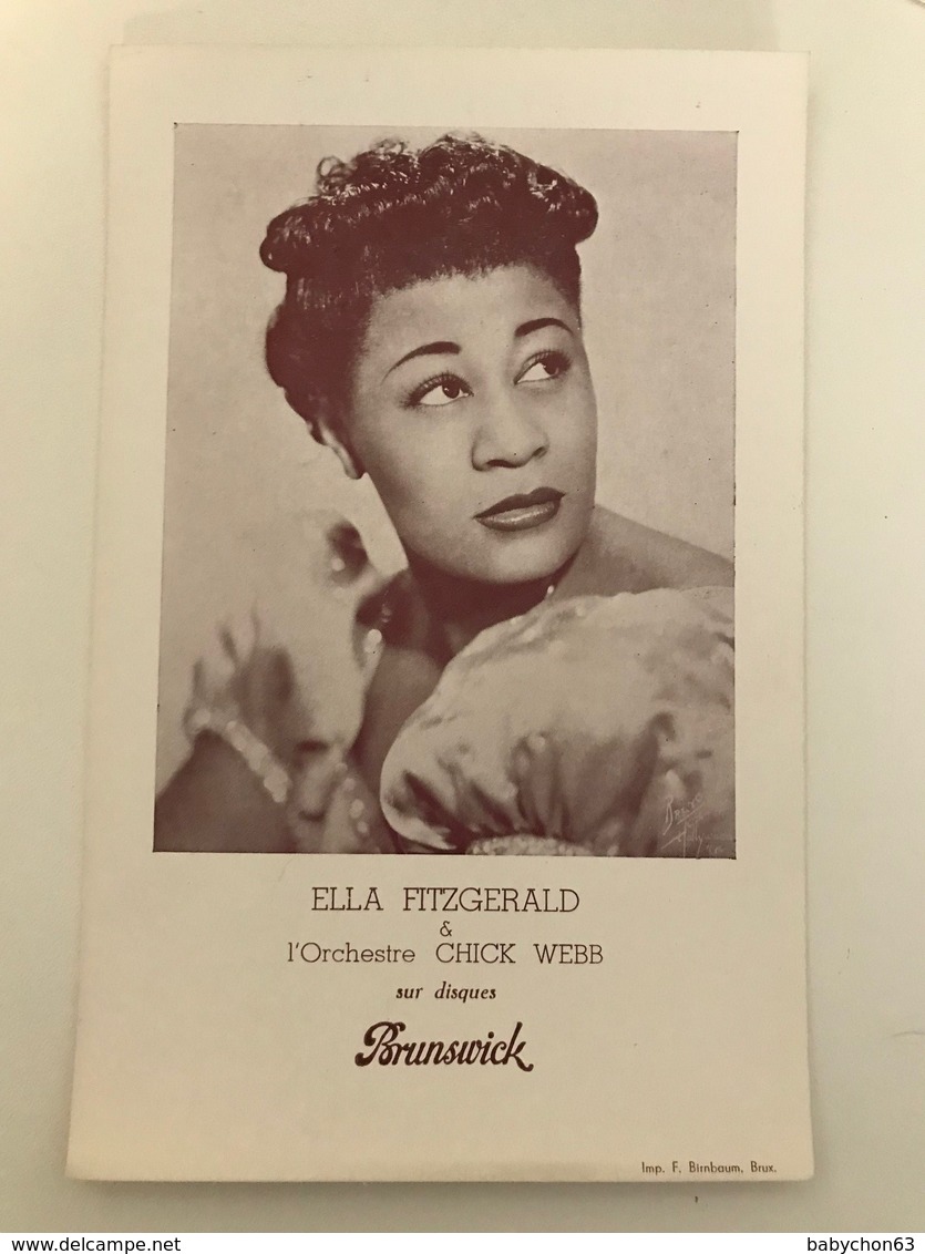 Affichette 29 (18 X 13 Cm) Ella FITZGERALD Et L’Orchestre CHICK WEBB Sur Disques Brunswick - Singers & Musicians