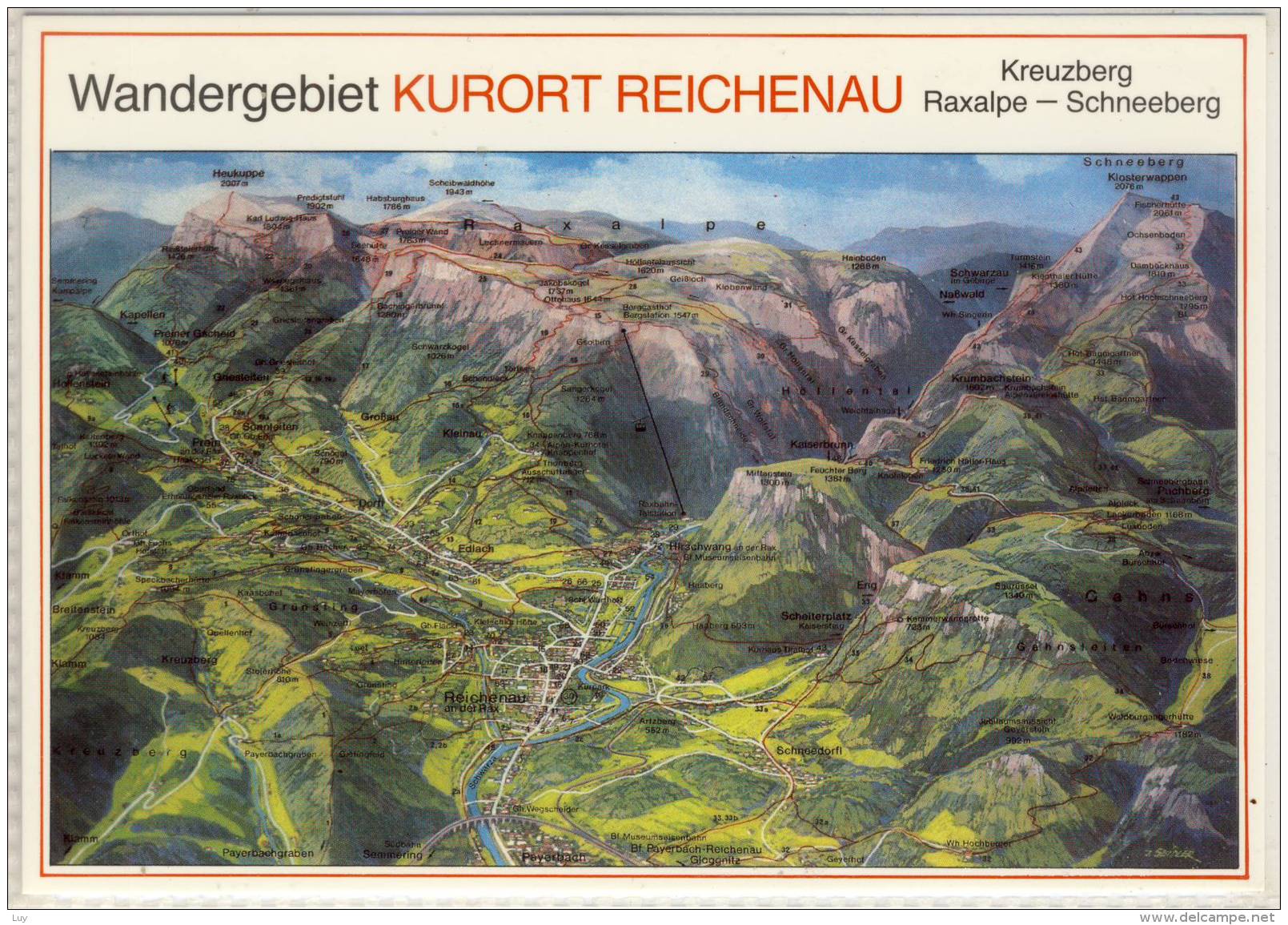 REICHENAU  WANDERGEBIET KREUZBERG - RAXALPE SCHNEEBERG - TOPOGRAPHIE LANDKARTE MAP - Carte Geografiche