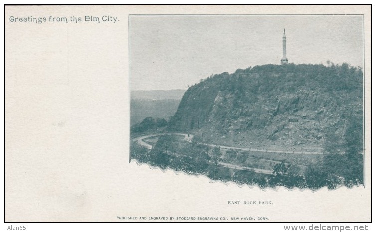 New Haven Connecticut, Greetings From 'Elm City' East Rock Park View Of Hill, C1900s Vintage Postcard - New Haven