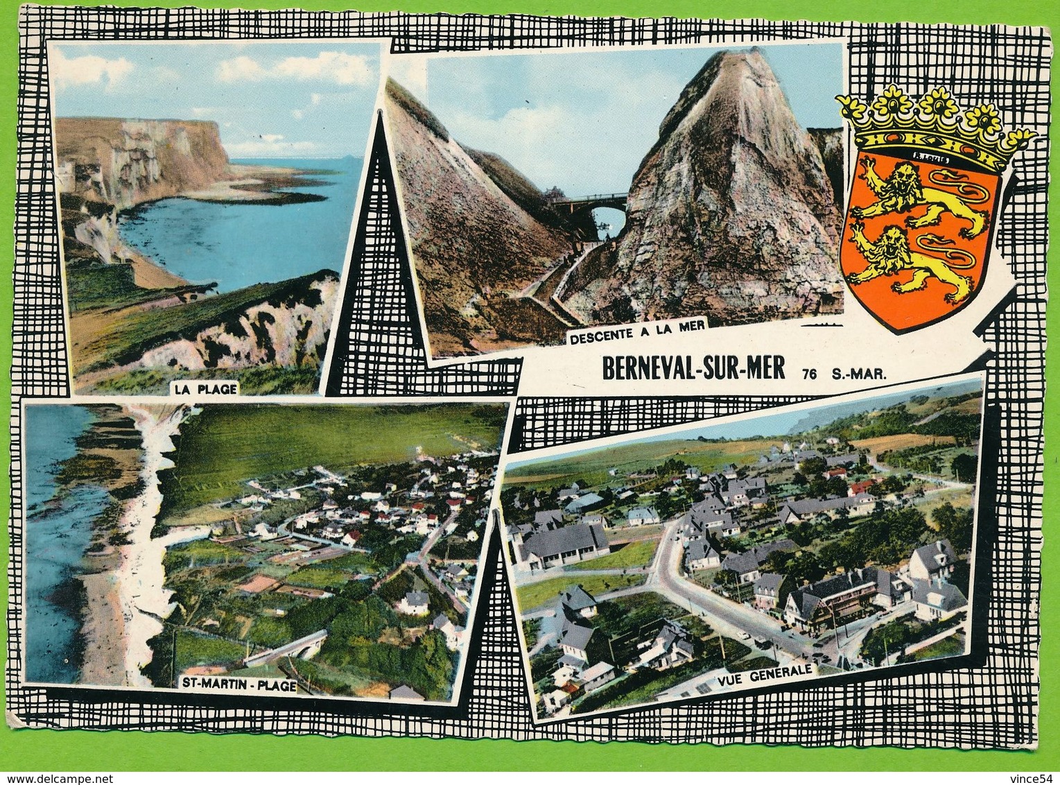 BERNEVAL-SUR-MER - Multivues Blason Photo Véritable Colorisée Circulé 1971 - Berneval