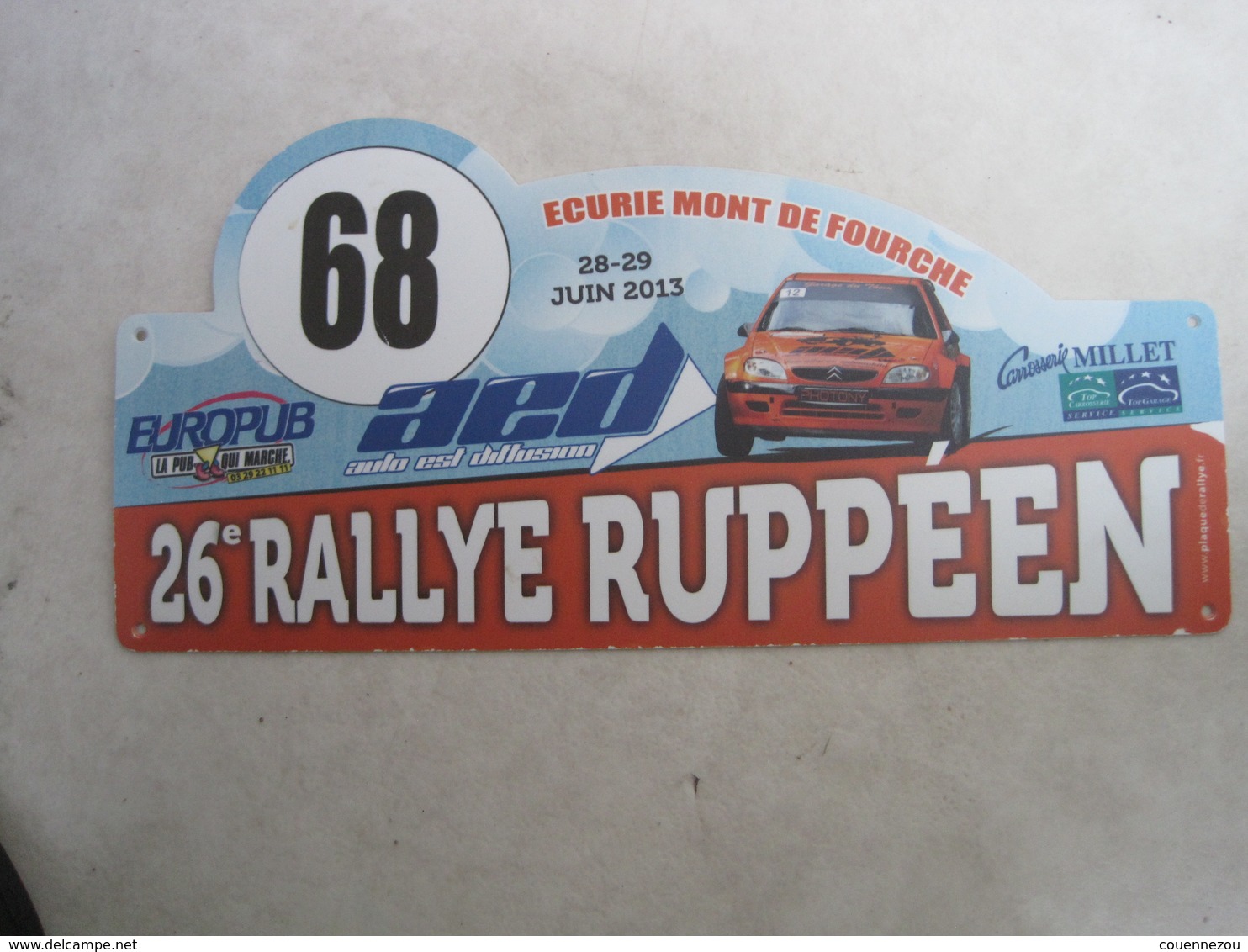 PLAQUE DE RALLYE    26 Eme  RALLYE RUPPEEN PLAQUE DU N°68 - Rallye (Rally) Plates