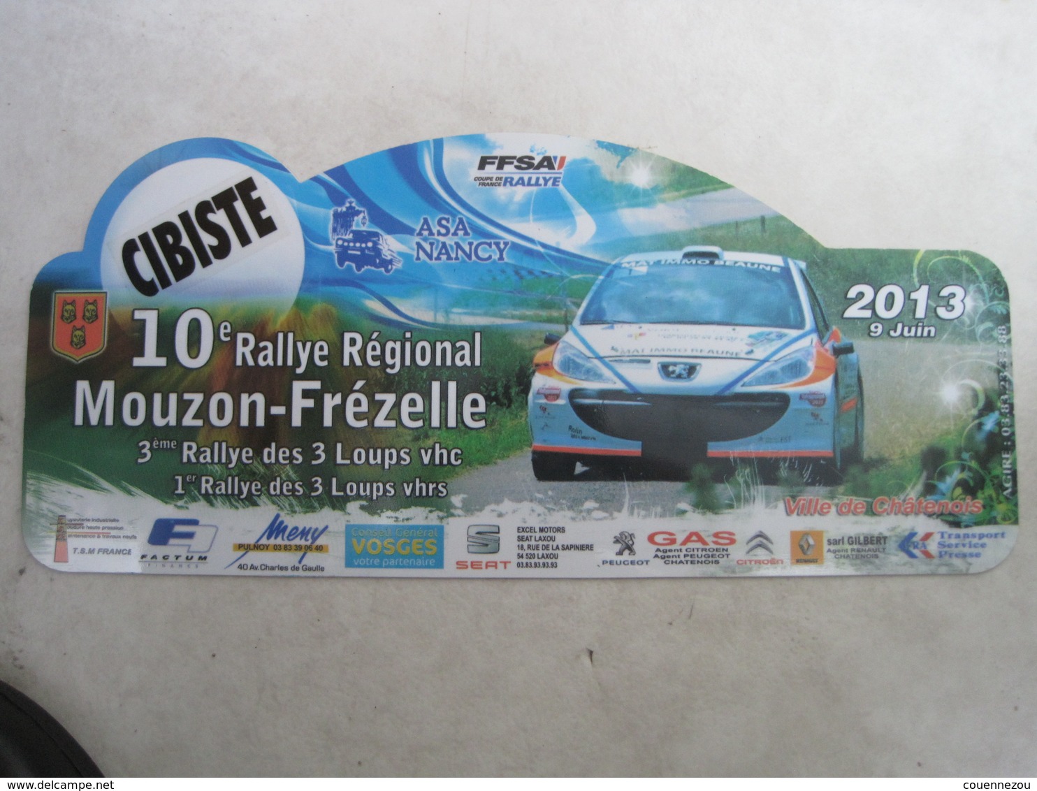 PLAQUE DE RALLYE    10 Eme RALLYE REGIONAL MOUZON FREZELLE - Rallye (Rally) Plates