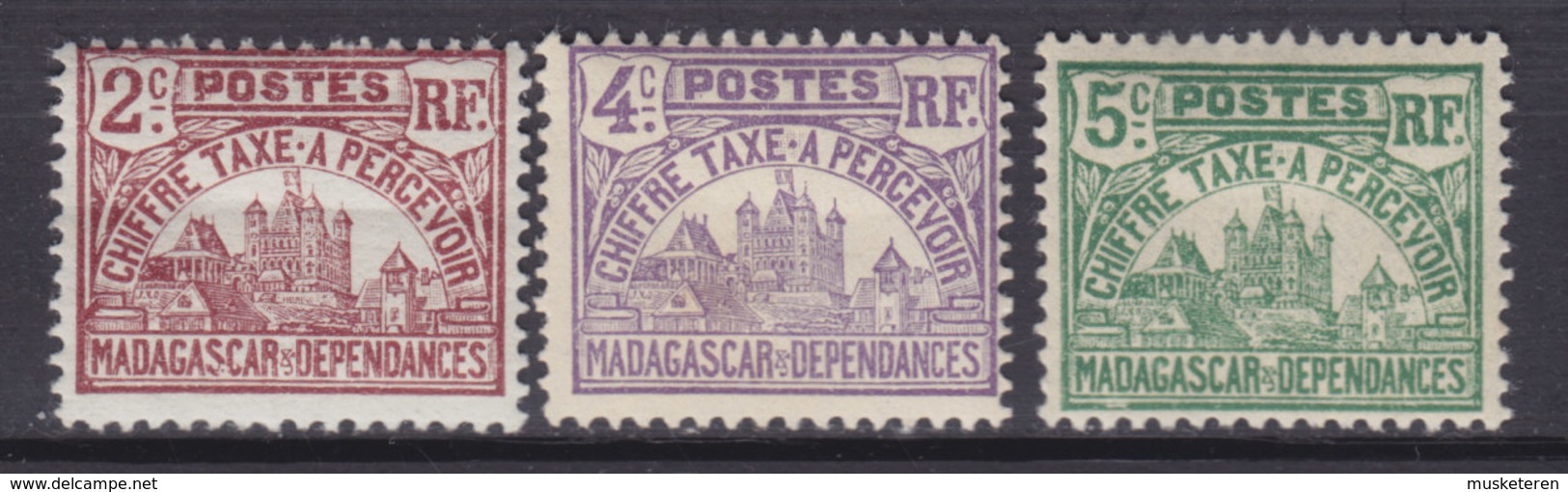 Madagascar 1908 Mi. 8-10    Portomarken Regierungsgebäude In Tananarivo MH* - Impuestos