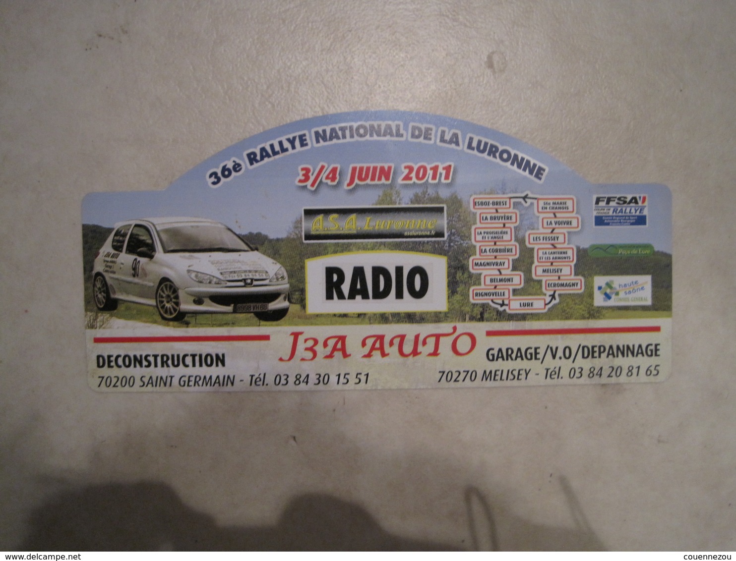 PLAQUE DE RALLYE    36 Eme RALLYE NATIONAL DE LA LURONNE 2011 - Rallye (Rally) Plates