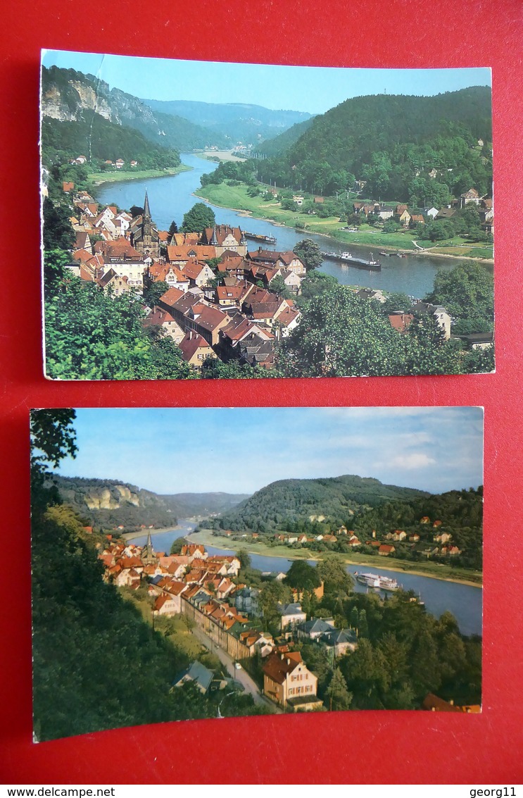 2 X AK Stadt Wehlen - Sächsische Schweiz - Elbe Schiffe - AK DDR 1980 & 1988 - Sachsen - Wehlen
