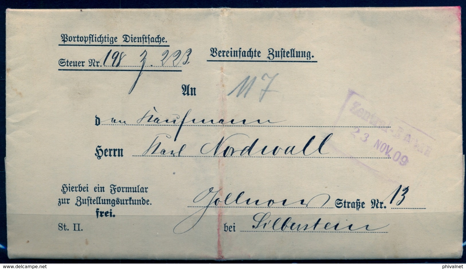 1909 , ALEMANIA , BERLIN , SOBRE CIRCULADO , STEUER - DEPUTATION DES MAGISTRATS - Cartas & Documentos