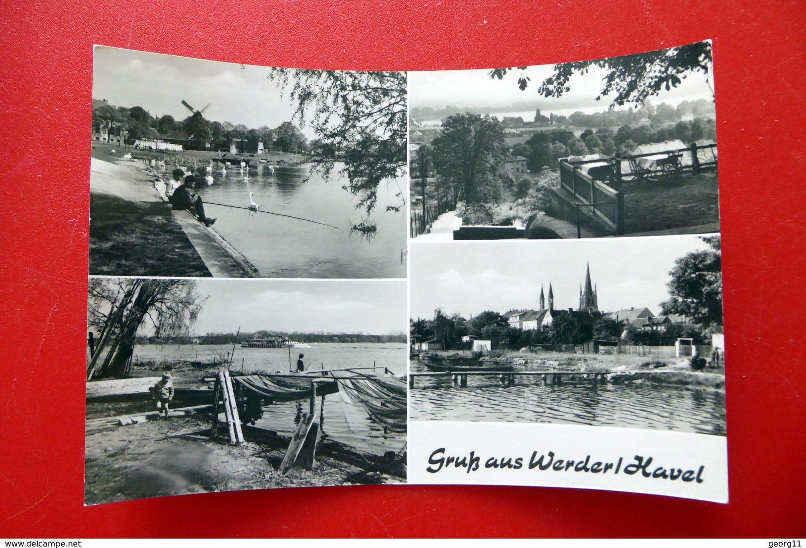 Werder - Havel - Potsdam Mittelmark - Echtfoto - AK DDR 1968 - Windmühle - Angler - Werder