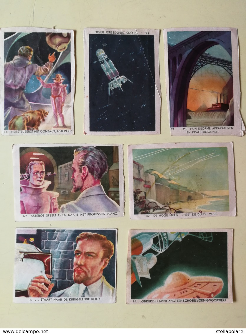 Lot Of 7 SPACE CARDS - Morgen Gebeurt Het - SPIRIT GICARETTES CARDS 1959 - SCI -FI - UFO - OVNI - SOUCOUPE - Other & Unclassified