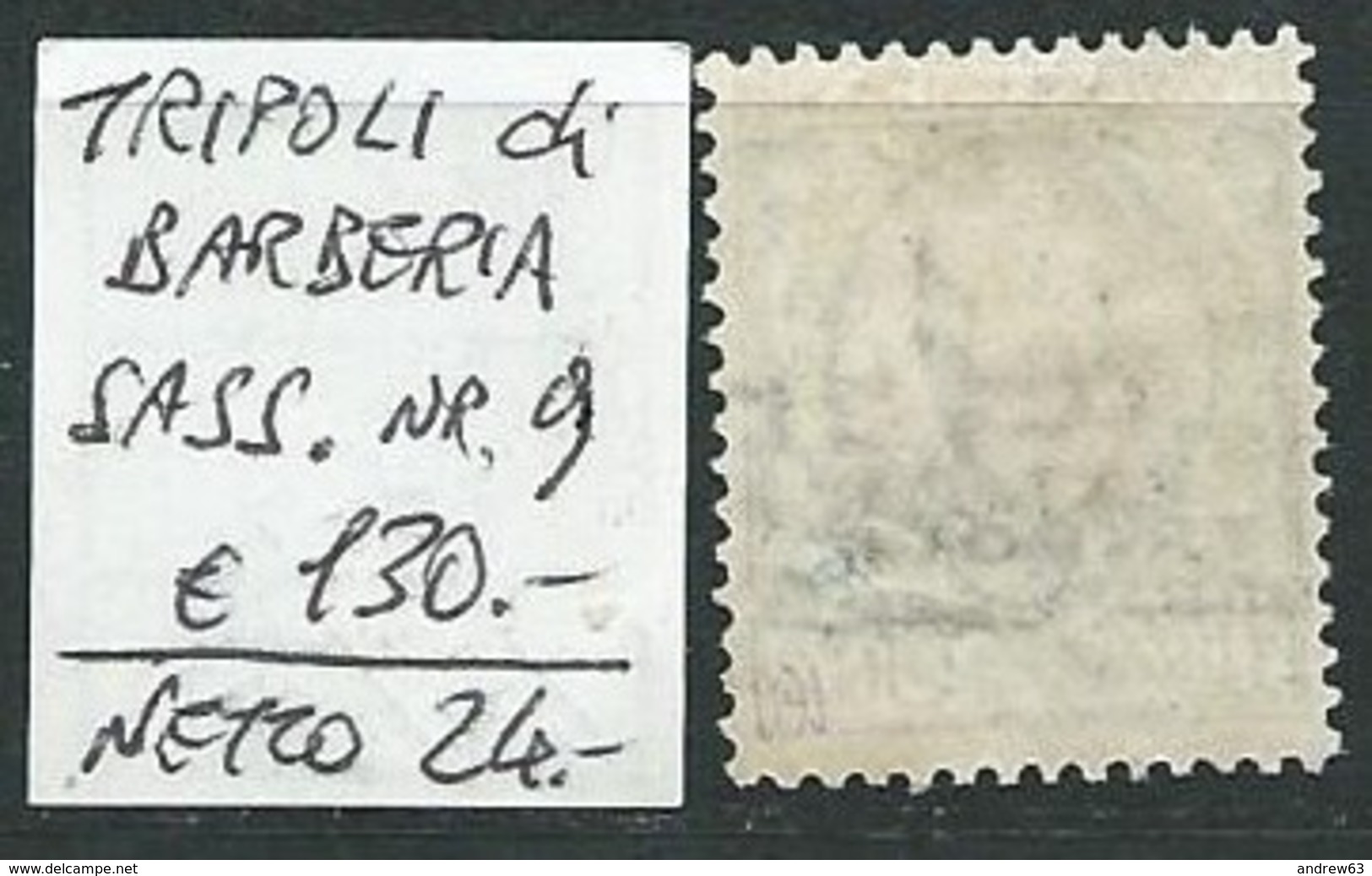 Colonie Italiane E Possedimenti - LIBIA - Tripoli Di Barberia - Sassone 9 - Usato - Libya