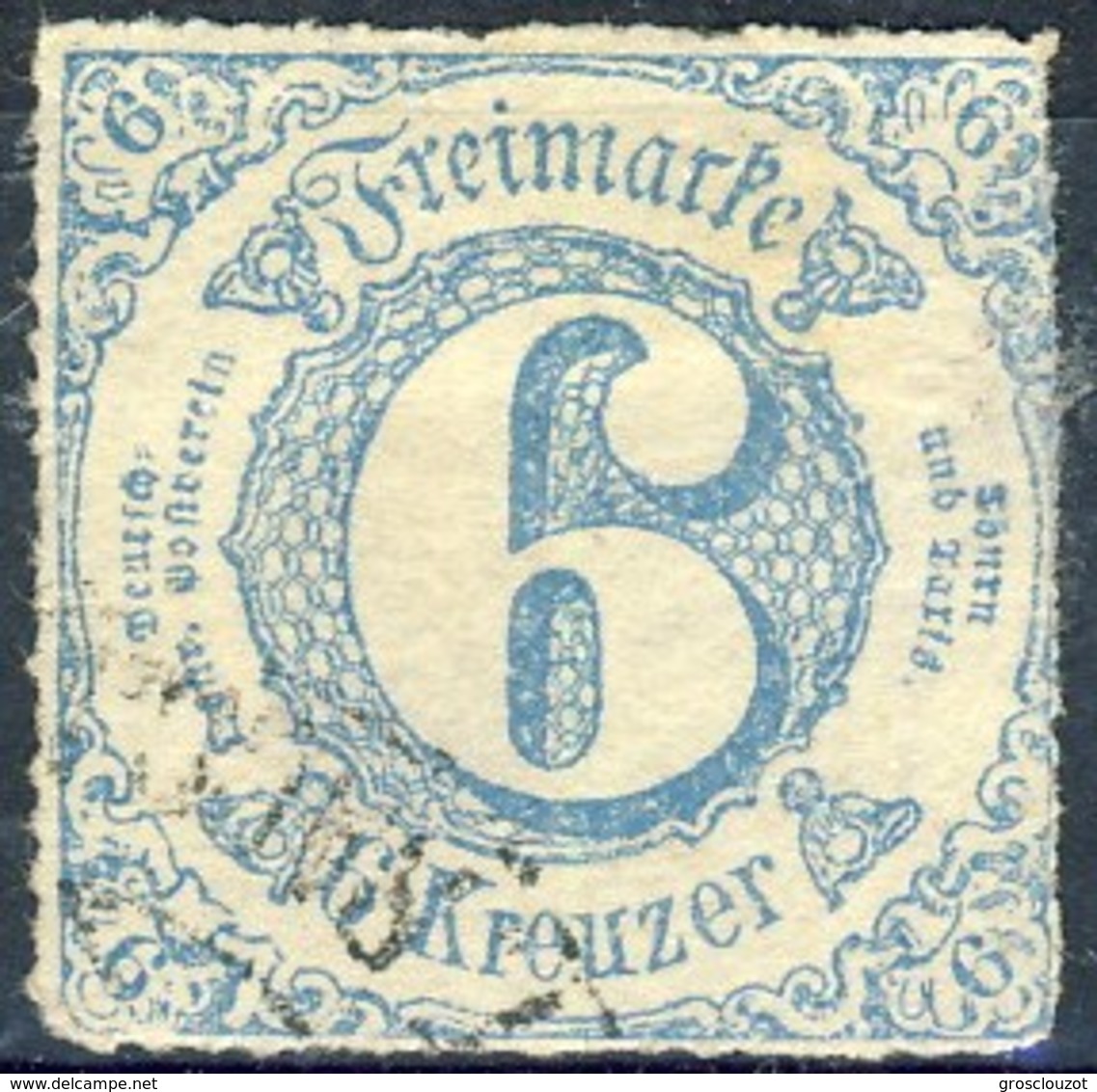 Germania Thurn Und Taxis S 1865 UN N. 47 K 6 Azzurro Usato Cat. € 30 - Ungebraucht