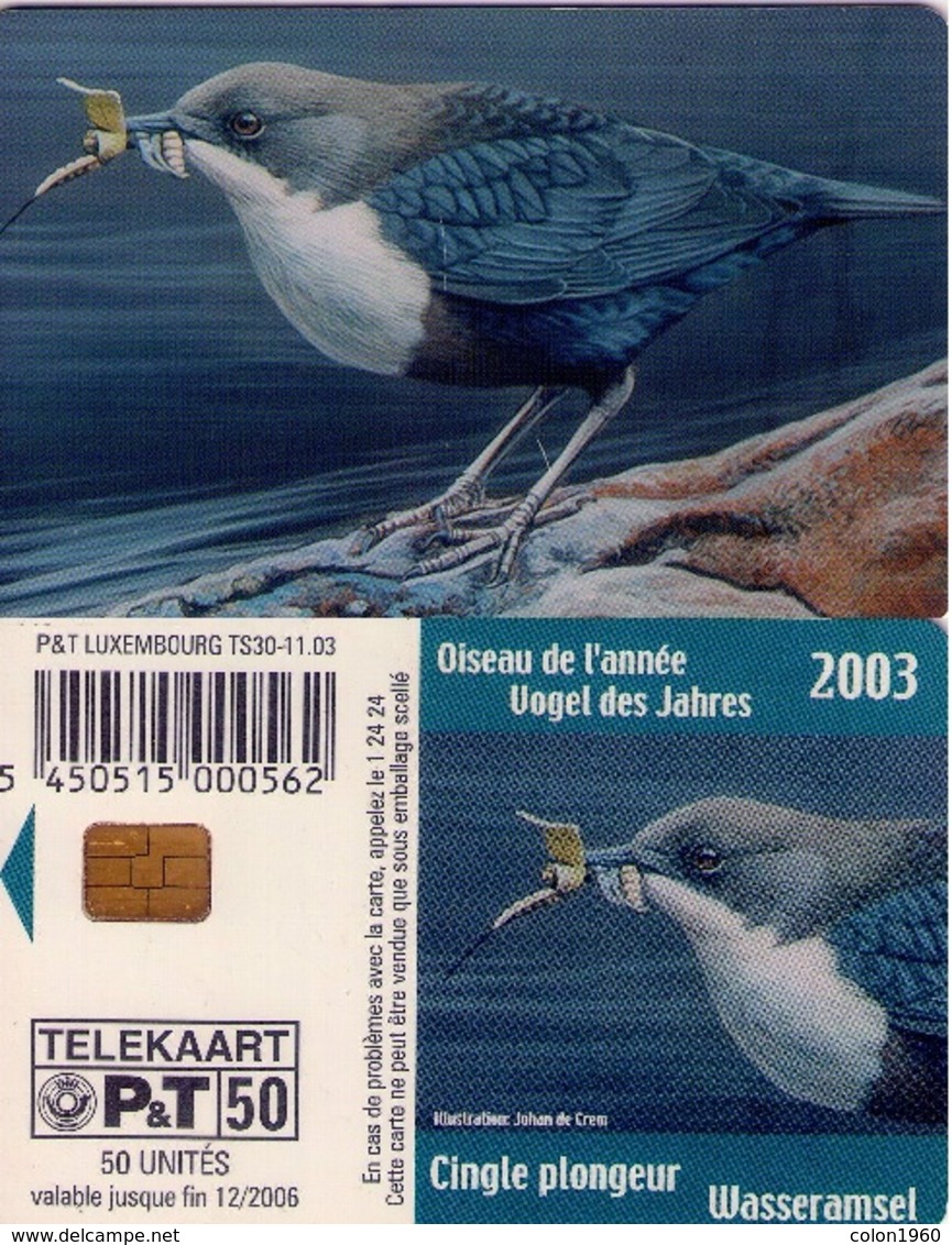 LUXEMBURGO. TS30. FAUNA. Cingle Plongeur - Vogel Des Jahres. 2003-11. (058) - Luxemburgo