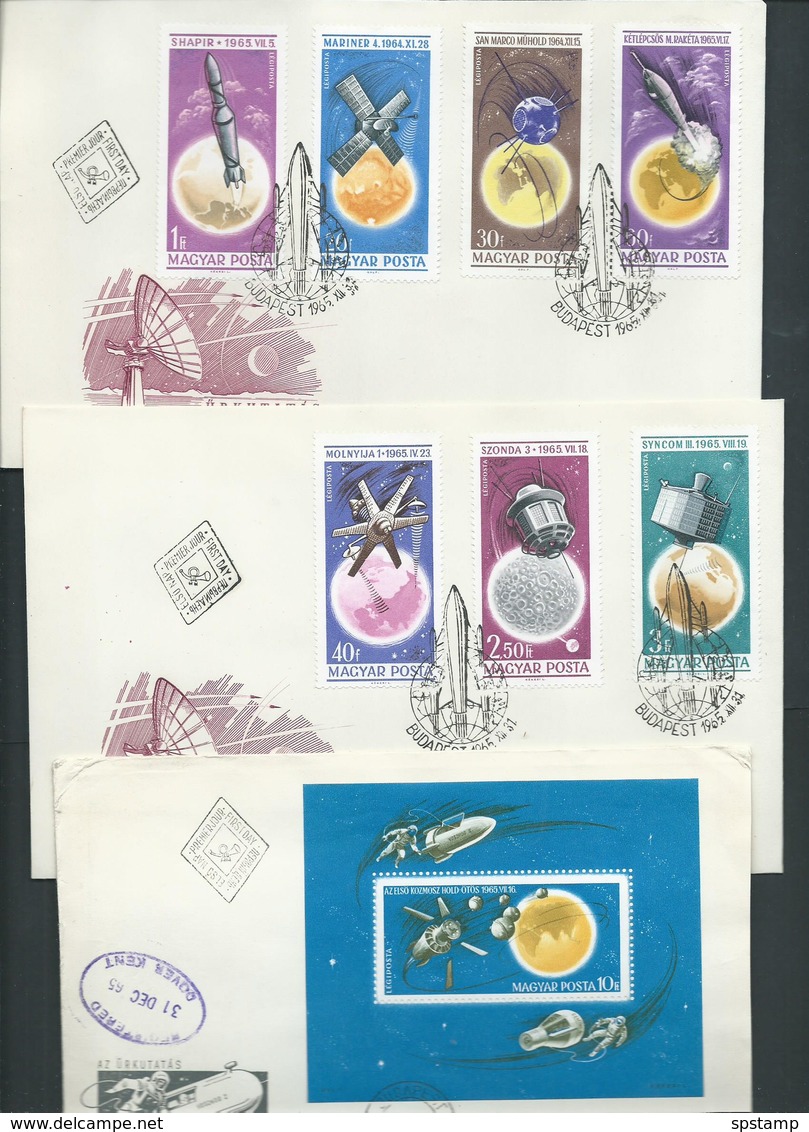 Hungary 1965 Space Missions Set 7 On 2 Fine FDC Unaddressed & Miniature Sheet On Registered FDC - Covers & Documents