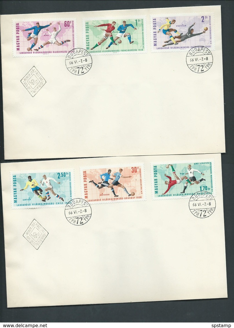 Hungary 1966 Soccer World Cup UK Set Of 9 & Miniature Sheet On 4 FDC Fine Unaddressed - Covers & Documents