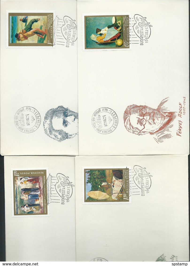 Hungary 1967 Paintings Set Of 7 & Miniature Sheets On 8 FDC Fine Unaddressed - Covers & Documents
