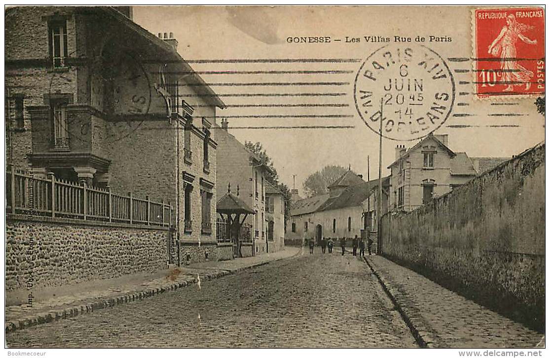 95  GONESSE Les Villas Rue De Paris  Voyagée Le 6 Juin 1914 Pour La Rue BLOMET à Paris - Gonesse