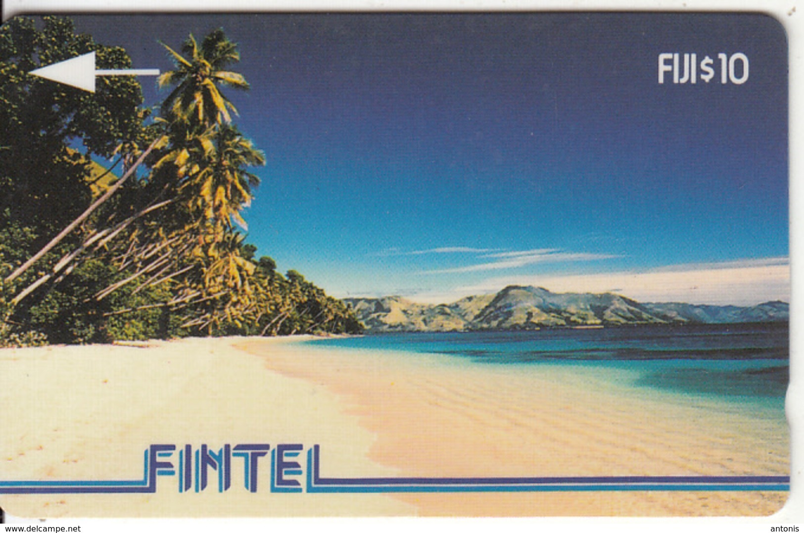 FIJI ISL.(GPT) - Palms & Beach, FINTEL First Issue $10, CN : 1CWFB, Tirage 10500, Used - Fiji