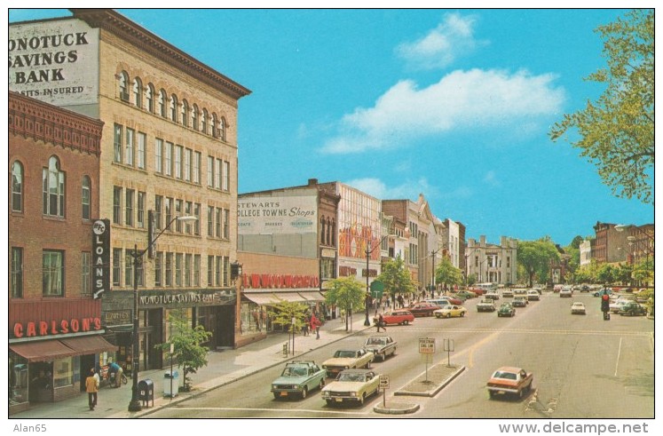 Northhampton Massachusetts, Main Street Business District, Bank, Woolworths, C1970s Vintage Postcard - Northampton