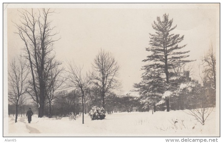 Columbus Ohio, Ohio State University, Snowy Campus Scene, C1900s Vintage Real Photo Postcard - Columbus