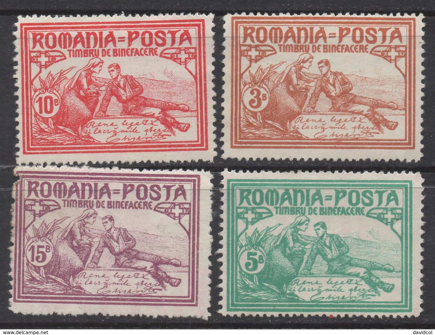 N397.-. ROMANIA - 1906 - SC#: B9-B12 -MNG- QUEEN AS A WAR NURSE-  SCV: US$ 61.00 - Ungebraucht