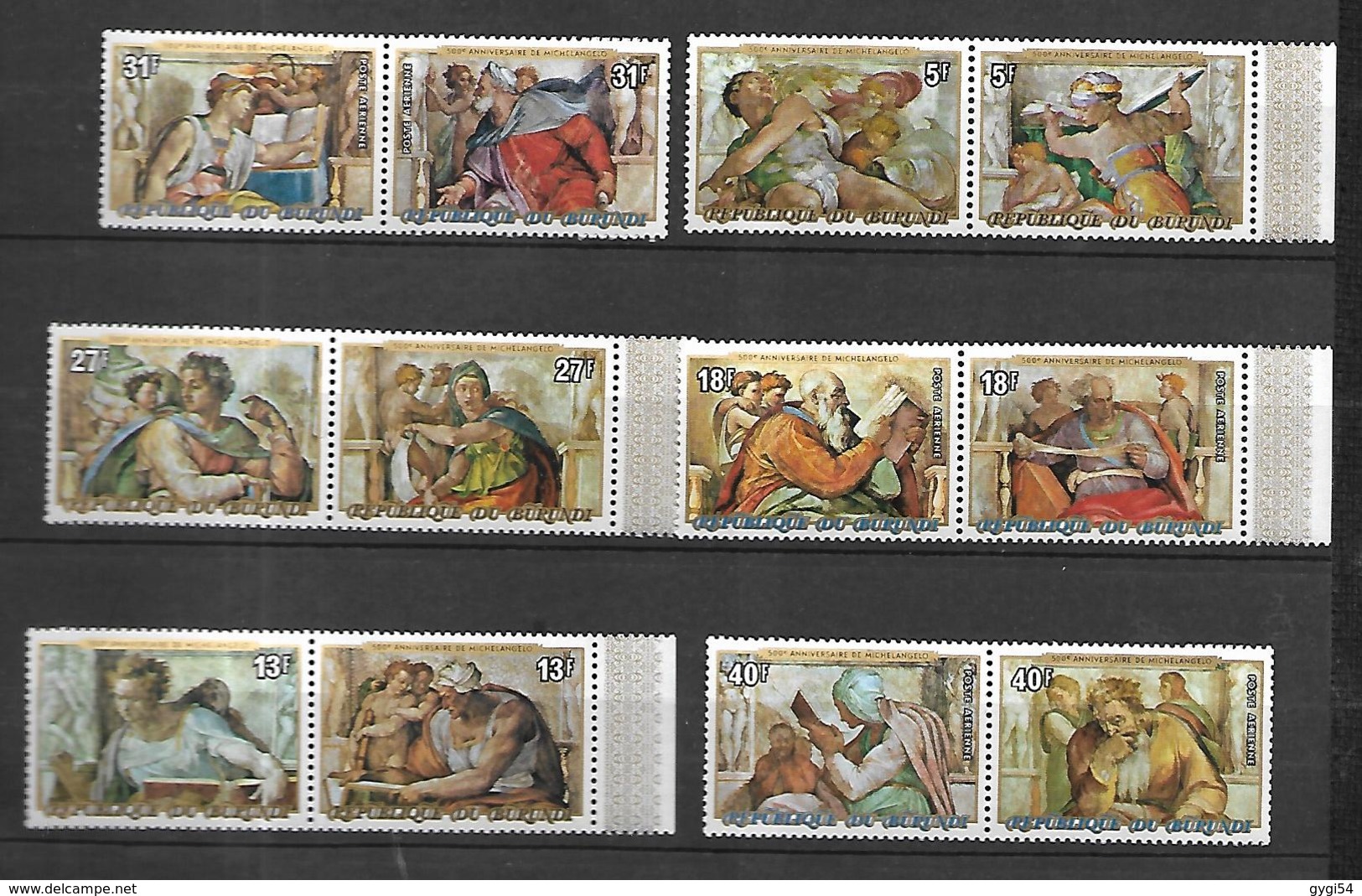 Burundi   1970  500 Anniversaire De Michelangelo   Poste Aérienne  CAT YT N° Lot Série Complète N**  MNH - Neufs