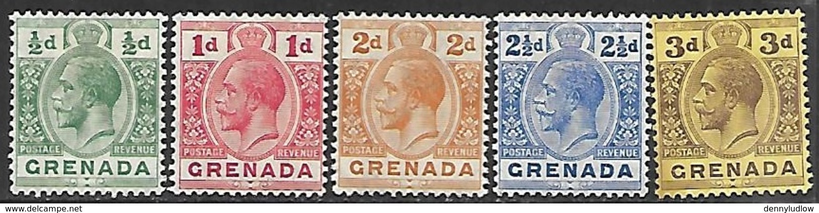 Grenada  1913   Sc#79-83    Geo V  To The  3d  MH*  2016 Scott Value $8.40 - Grenada (...-1974)