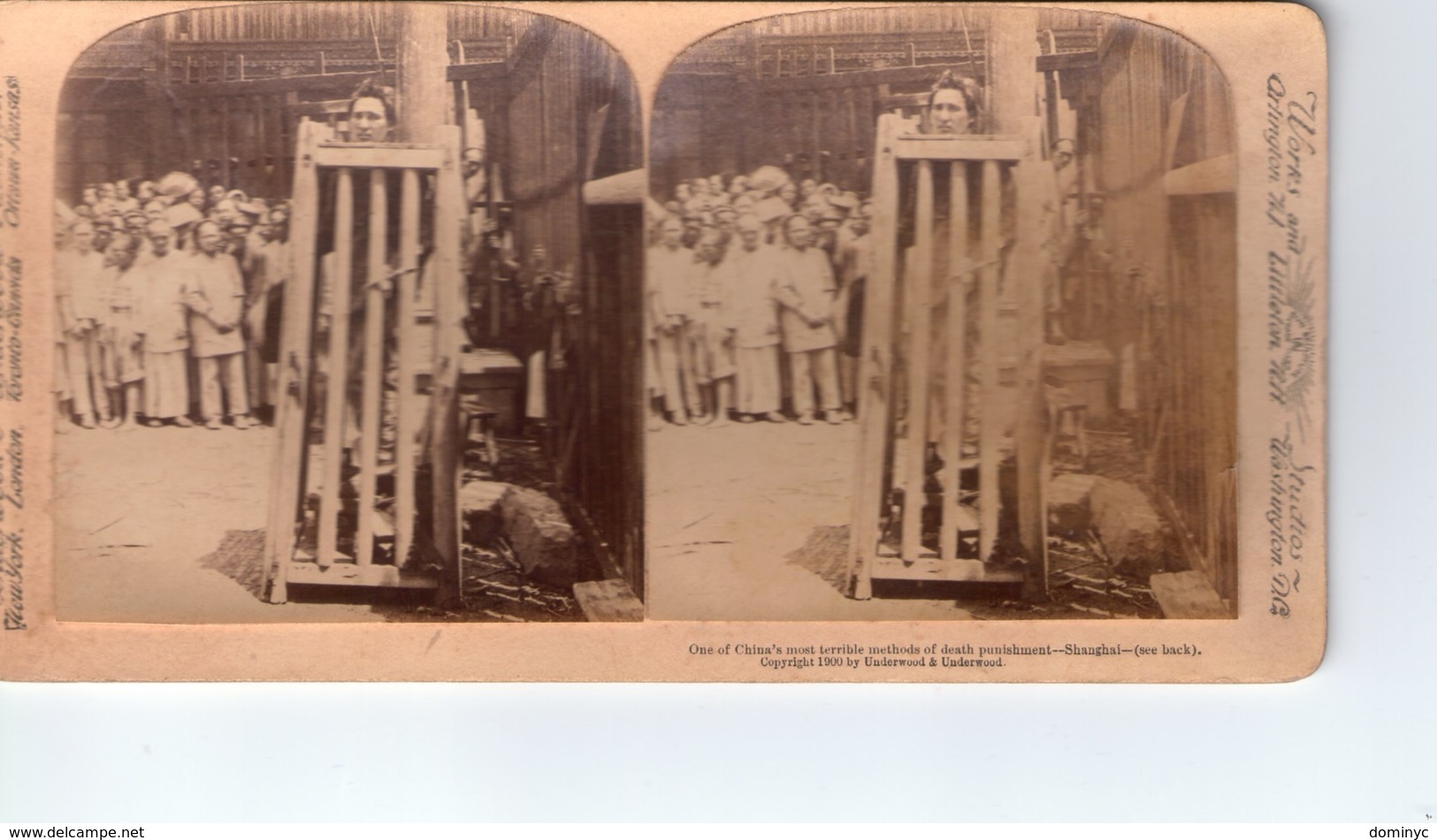 CHINE CHINA  CONDAMNE A MORT SHANGHAI  PHOTOS STEREO SUR CARTON 1900 UNDERWOOD - Chine