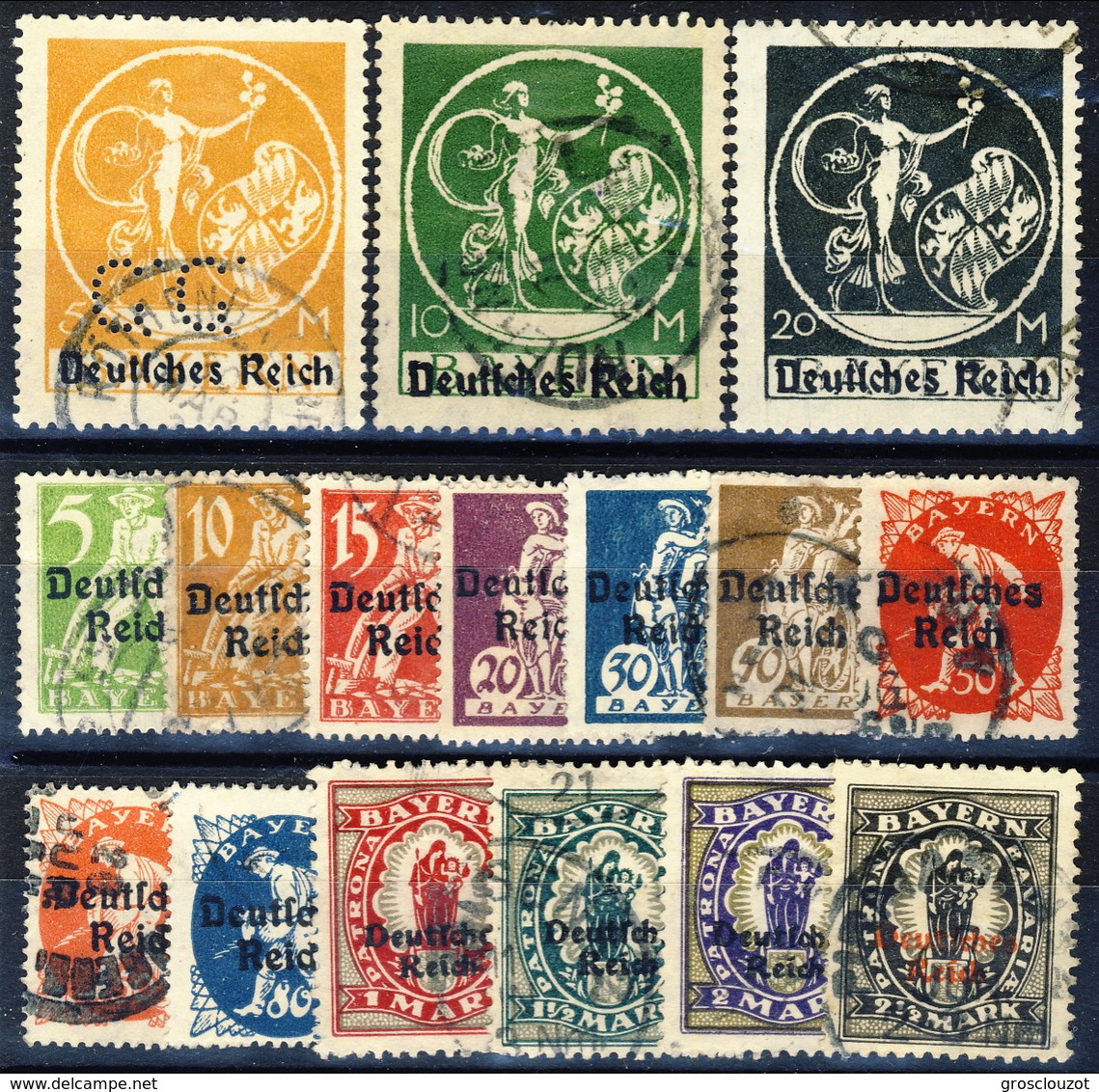 Germania Reich 1920 UN Quindici Valori Della Serie N. 220-236C Usati Cat. € 16 - Gebraucht