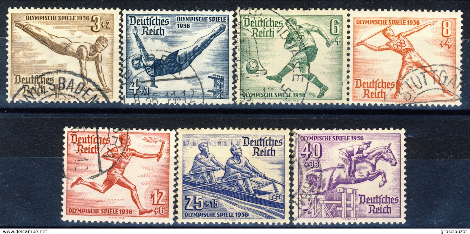 Germania Terzo Reich 1936 UN Serie N. 565-572 (manca N. 570) Usati Cat. € 19 - Gebraucht