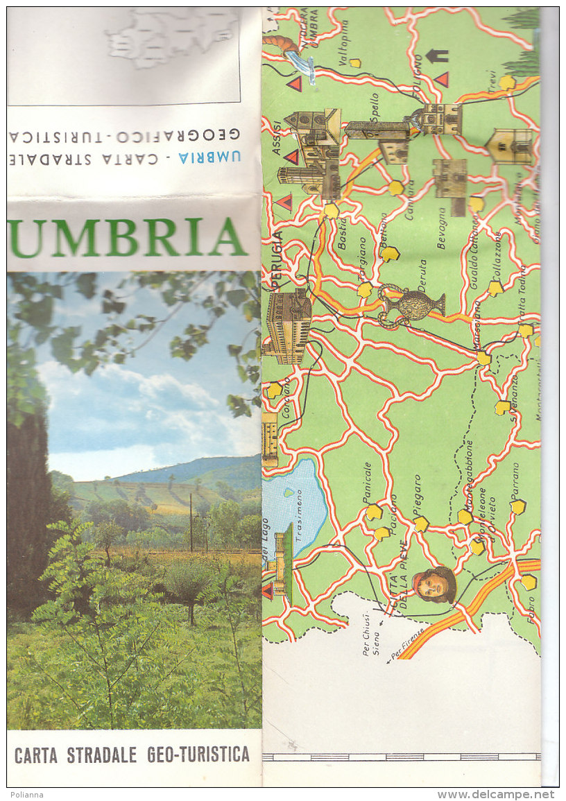 B1929 - CARTA STRADALE GEO-TURISTICA UMBRIA Ed.Panetto E Petrelli 1965 - Carte Stradali